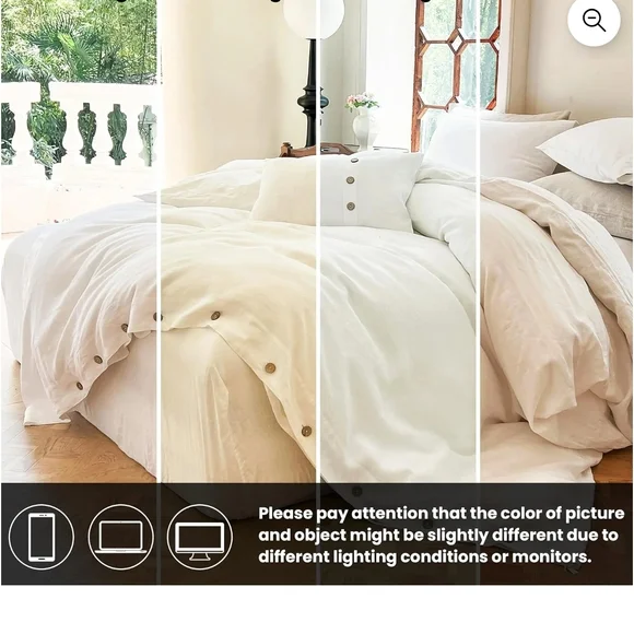 Simple Opulence 100% Linen Queen Duvet Cover White OEKO-TEX Button Closure - Picture 8 of 8